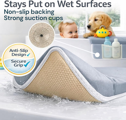 HUX Baby Elbow Set, Elbow Comfortable Baby Bath Kneeler and Rest Pad Non-Slip Bathtub Kneeling Pad for Bathing Baby