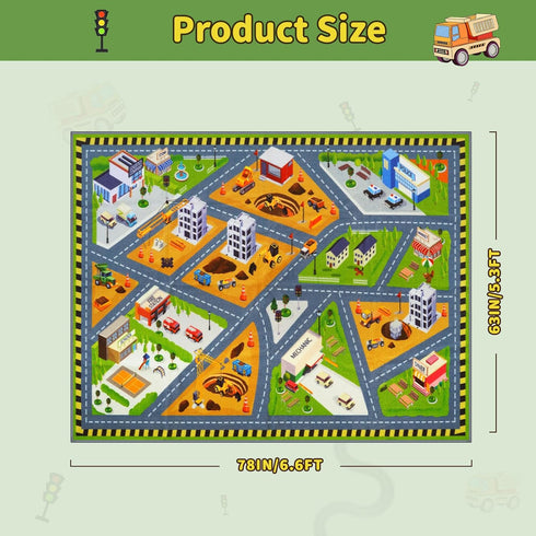 5.3x6.6 STARUIA Kids Cars Rug for Playroom, Car Rug Play Mat Non-Slip City Road Map Kids Rugs for Bedroom Boys