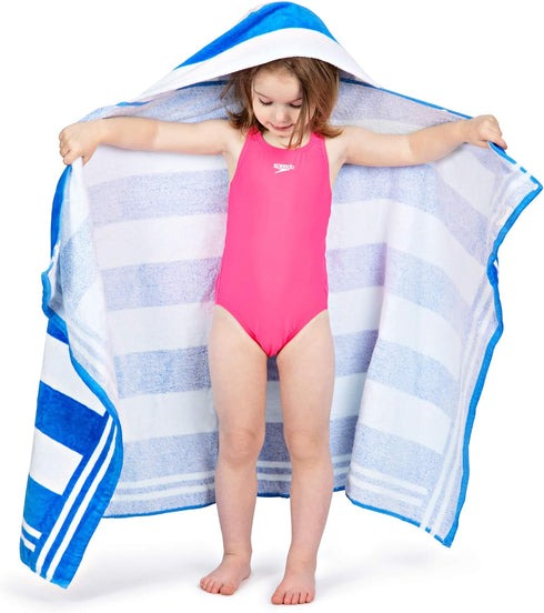 3-10 30"x50" 100% Premium Large Hooded Beach Towel for Kids Aged | Drawstring Carry Bag Included | Size | Classic