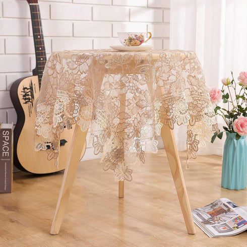 Retro Round Lace Tablecloth 24 Inch Embroidered Table Cover Decorative Dining Doily