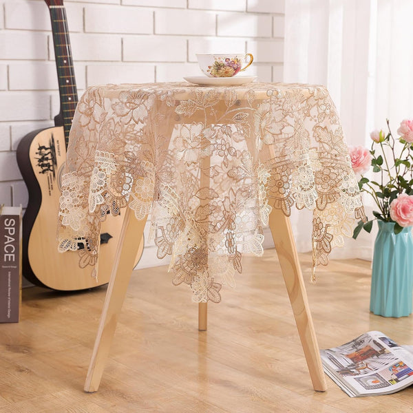 Retro Round Lace Tablecloth 24 Inch Embroidered Table Cover Decorative Dining Doily