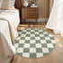 4 Bedroom(Green,120R) LIVEBOX Checkered Round Rug Ft Washable Area Rug for Playroom Classroom, Kids Non-Slip Neutral