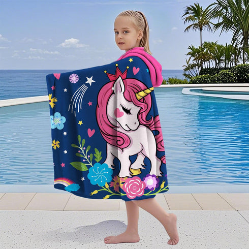 4-8,Kids 30x50 inch Unicorn Bath Towel for Girls Hooded Beach Towels for Kids Ages Hooded Bath Towels Wrap for Toddler