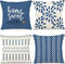 YCOLL Pillow Covers 16x16 Set of 4 - Modern Outdoor Linen Fabric Pillow Case for Couch, Light Blue