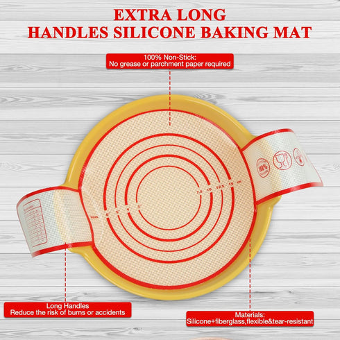 Silicone Bread Sling for Dutch Oven, Non-Stick Baking Mat with Extra Long Handles, 2 PCS Reusable Heat Resistant Baking