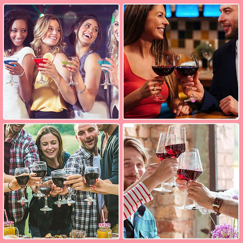 SANNIX 24Pcs Wine Glass Charms - Identifier Charms for Stem Glasses Wine Tasting Party