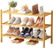 Bamboo Shoe Rack for Closet 3 Tier, Durable Wooden Shoe Rack, Space-Saving