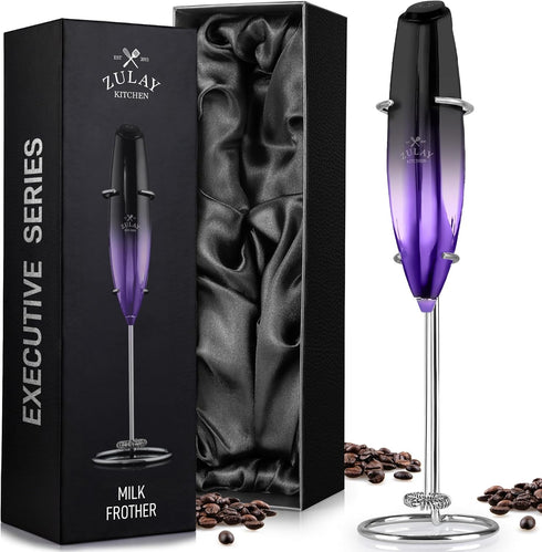 Zulay Executive Series Ultra Premium Milk Frother for Coffee - Handheld Foam Maker with Deluxe Radiant Finish