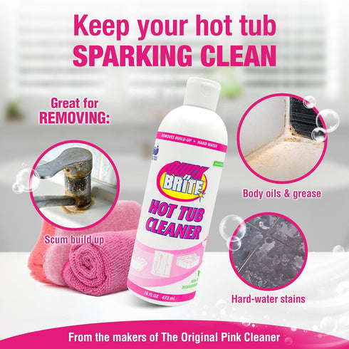 16 oz. (Packaging Quick N Brite Heavy Duty Hot Tub Cleaner Kit - Non-abrasive Cleaning Gel with Sponge and Cloth, May