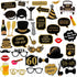 Adult 60th Birthday Photo Booth Props, 41Pcs for Her Him, Gold and Red Decorations, Party Supplies