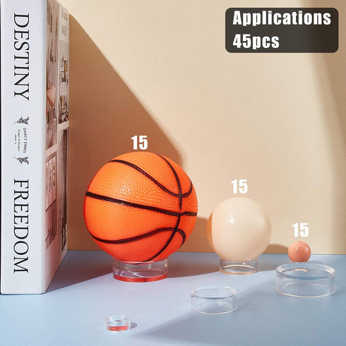 Jetec 45 Pieces Acrylic Display Stand, Clear Ring Baseball Stands for Golf Ball, Baseball, Softball, and More