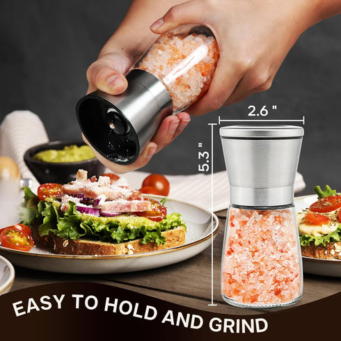 6OZ Manual Salt or Pepper Grinder for Professional Chef, Best Spice Mill with Stainless Steel Cap, Ceramic Blades