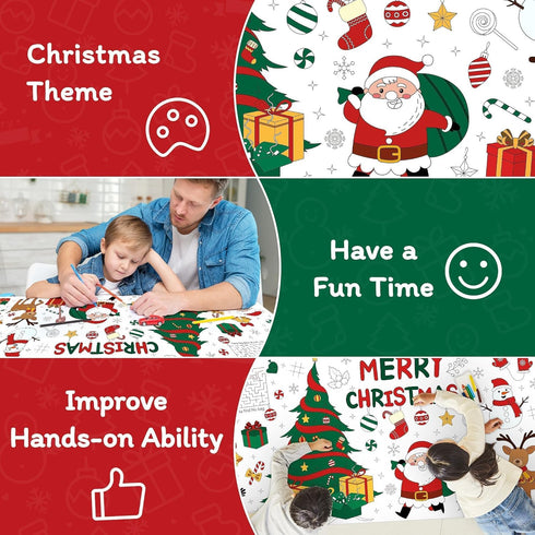 1 Pack Kids,30 72 Inch Childom Christmas Coloring Tablecloth for Kids,Christmas Crafts for x Disposable Paper Table