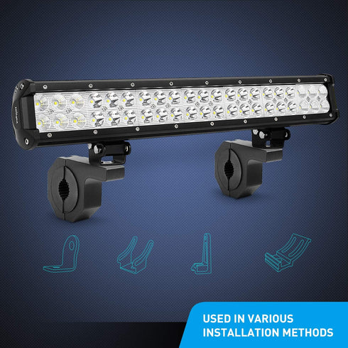 Nilight - 90020D 4PCS Mounting Bracket Kit for LED Off-Road Light, Horizontal Bar Tube Clamp, Black