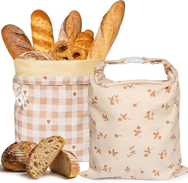 Beeswax Bread Bags for Sourdough, 2 pcs Reusable Beeswax Bread Bags for