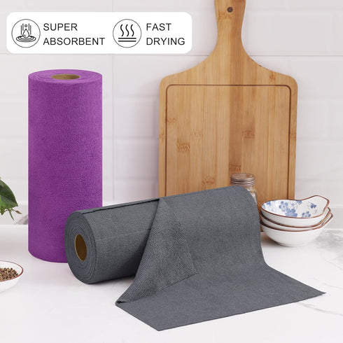 40 Sheets-11.8" 11.8", Homaxy Tear Away Dish Cloths Rolls, X Reusable Washable Dish Towels for Kitchen, Ultra Absorbent
