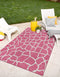 Unique Loom Outdoor Safari Collection Area Rug - Giraffe Design (2' x 3' Rectangle, Magenta/Ivory)
