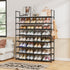 8 33.3in 11.2in 55.7in 32-40 OYREL Tier Shoe Organizer, Wide x Deep x Tall, Black Metal and Plastic Shoe Rack, Holds up