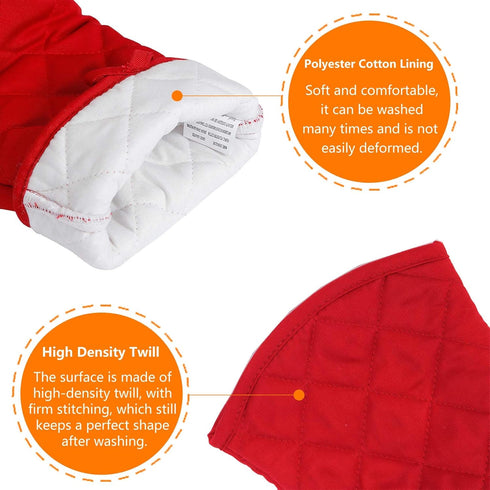 Puppet Oven Mitts Red Cotton Silicone Non-Slip Long Sleeve, Heat Resistant Gloves for Home Kitchen Chef Cooking