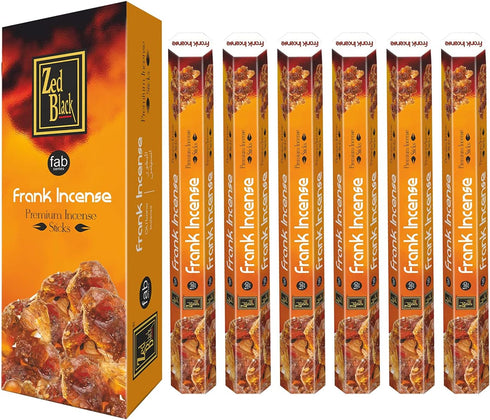 ZED Black Frank Premium Quality Incense Sticks - 20 Sticks per Box, 6 Boxes (Total 120 Sticks) for Relaxation, Yoga,