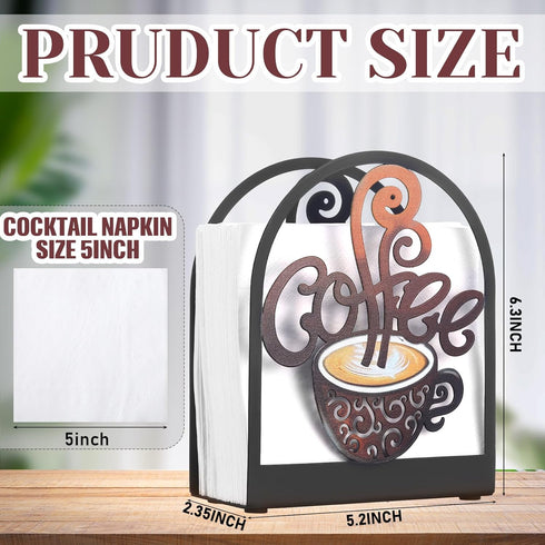 Cinnvoice Countertop Coffee Metal Napkin Holder Kitchen Decorative Paper Towel Stand Small Napkins Holder for Coffee