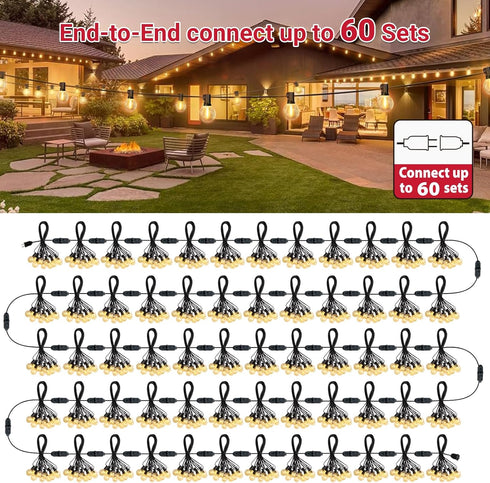 26FT 12+1 Bulbs, Dimmable LAMPHOME LED Outdoor String Lights, Warm White Patio Lights with Edison Shatterproof UL