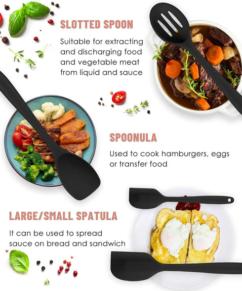 Kitchen Utensils Set - 12 Pieces Silicone Cooking Utensils Set, Dishwasher Safe, 392°F Heat Resistant Nonstick Spatula