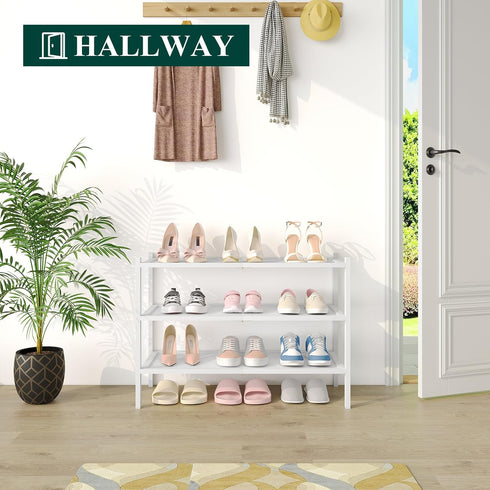 3 Closet, Smiry Bamboo Shoe Rack, Tier Shoe Organizer for Entryway & Stackable Free Standing Storage Shelf for Shoes