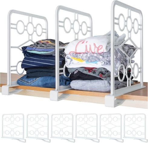 Premium Set of 6 Shelf Dividers, Closet Organizer for Clutter-Free Spaces with Easy-Clip Attachment for Various Rooms