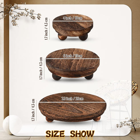 3 8/6/4 Inch Amyhill Pcs Wooden Risers for Display Wood Pedestal Stand Mini Tray Stand Round Wooden Pedestal Holder