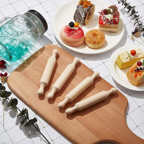 20 (6 Inches) Suclain Pcs Wooden Mini Rolling Pin Long Kitchen Baking Small Dough Rolling Pin for Children Fondant