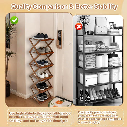 Closet Closet, (6 Simcat Shoe Rack for Bamboo Shoe Storage Freestanding Shoe Storage Shelf for Entryway, Front Door