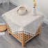 24x24 Inch Cotton Linen Small Square Tablecloth Boho Wrinkle Free Washable Plaid Table Cover with Tassels Brown