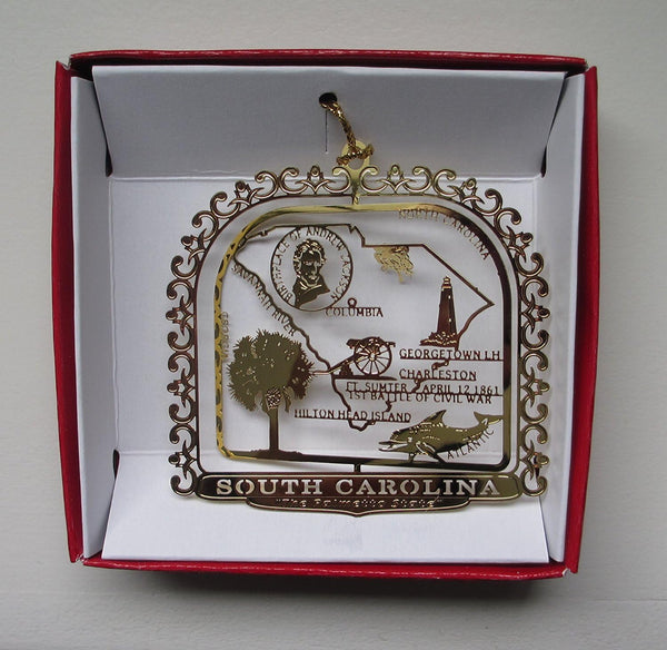 South Carolina Palmetto State Brass Ornament, Souvenir Gift