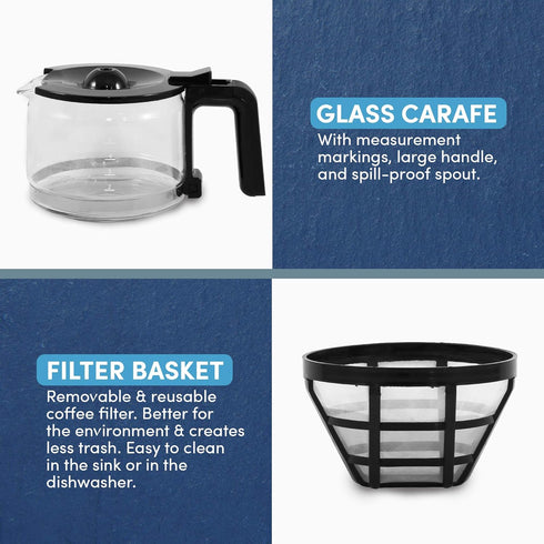Elite Gourmet EHC9420 Automatic 5-Cup Brew & Drip Coffee Maker with Reusable Filter, Water Level Indicator