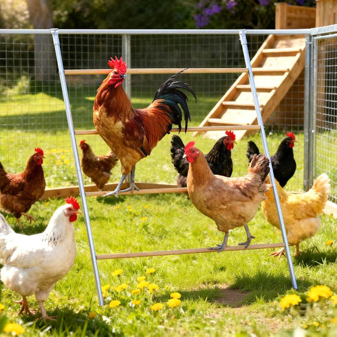 ANNDING Large Chicken Roosting Bars, 55 Inch Chicken Perch for Coop with Metal