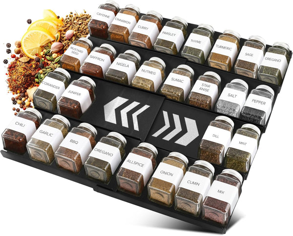 ALCOVA Spice Drawer Organizer, 4 Tier Expandable Spice Rack for Drawer from 9"