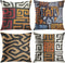 ArtSocket Set of 4 Throw Pillow Covers - Orange Tribal Kuba Inspired, Earth Colors Geometric Ethnic 18x18 Inches