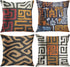 ArtSocket Set of 4 Throw Pillow Covers - Orange Tribal Kuba Inspired, Earth Colors Geometric Ethnic 18x18 Inches