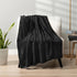 PAVILIA Black Fleece Bed Blanket Queen Size, Super Soft Fuzzy Flannel Throw, 90x90