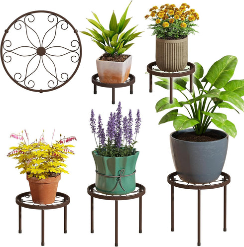 Plant Stand Indoor Outdoor 5 Pack Heavy Duty Metal Stand Multiple Plants,