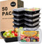 Ezalia 50 Pack- Meal Prep Containers 32oz, Plastic Food Prep Containers Reusable, Leakproof