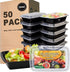 Ezalia 50 Pack- Meal Prep Containers 32oz, Plastic Food Prep Containers Reusable, Leakproof