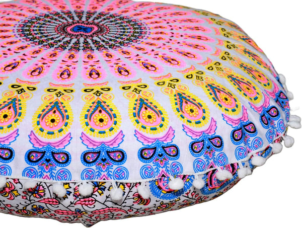 CRAFT KALA 22" Floor Pillows Cover for Sitting, Large Meditation Cushions Cover