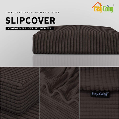 Easy-Going Stretch Chair Cushion Cover - Soft Flexibility Sofa Protector with Elastic Bottom, Chocolate
