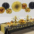 Beistle 10 Piece Black & Gold Decorative Fans for New Year’s Eve, Awards Night, Birthday Party Supplies