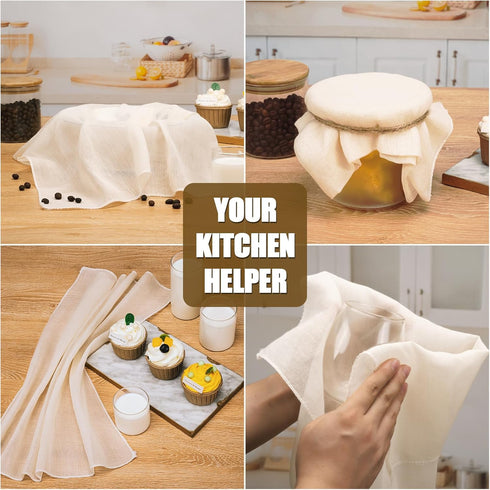 10PCS Cheese Cloths for Straining, 20x20 Inch Reusable Unbleached Cotton Cheesecloth for Cooking and Cheese Making