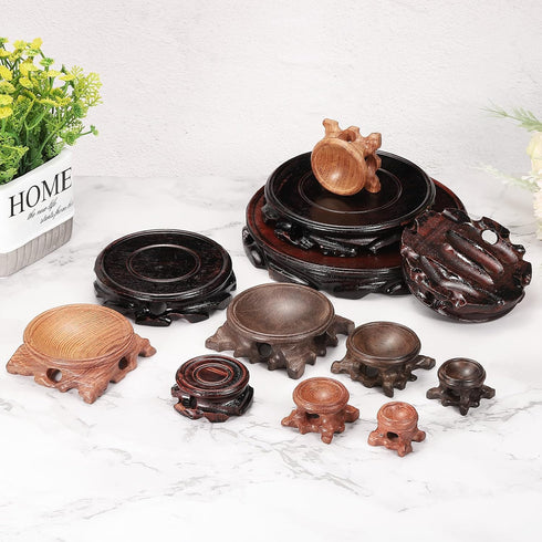 50mm Pack 2 MECCANIXITY Wooden Stand Holders Displays Base Diameter Black for Vase Bonsai Stone