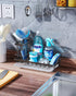 Consumest Sink Caddy Kitchen Sponge Holder + Dish Brush Holder with Drip Tray for Countertop, Stainless Steel, Black