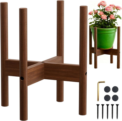 ALIGADO Bamboo Plant Stand Indoor, for Up to 12 Inch Pots, Built